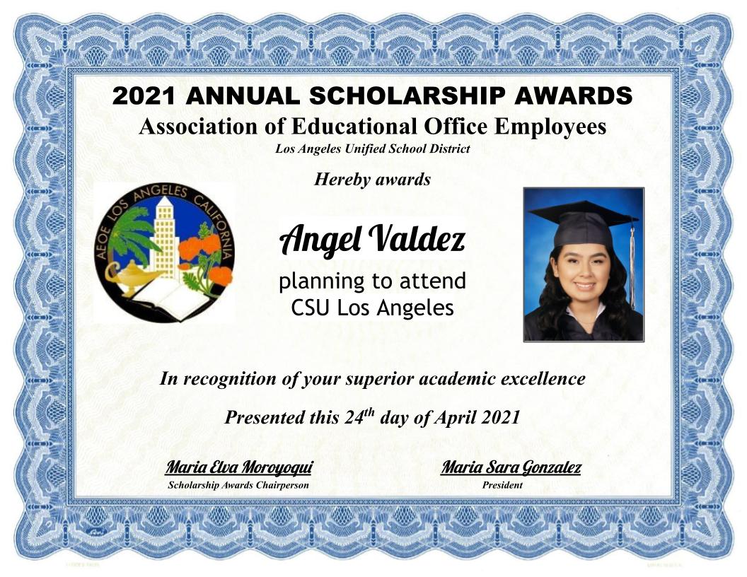 2021 Scholarship Awardee Thumbnail